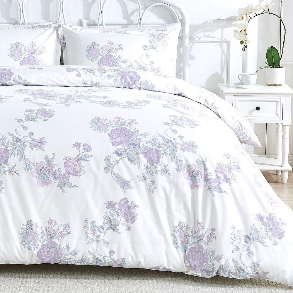 Jardin De Rose Printed Cotton Percale Duvet Set - Quahog Bay Bedding