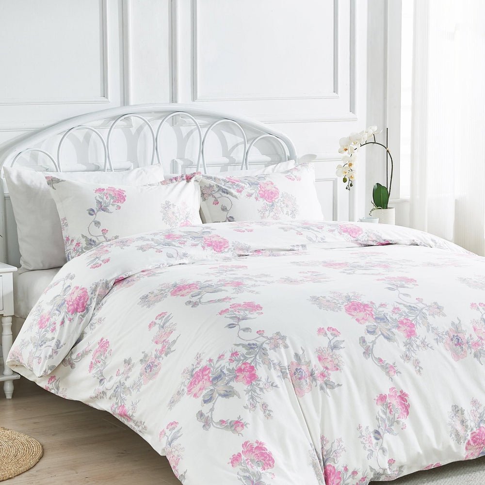 Jardin De Rose Printed Cotton Percale Duvet Set - Quahog Bay Bedding