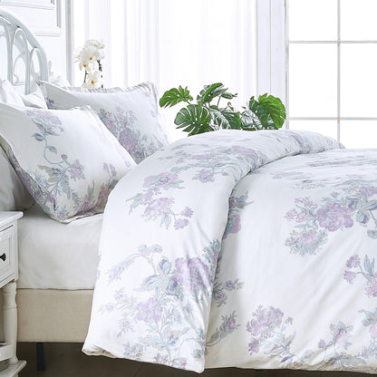 Jardin De Rose Printed Cotton Percale Duvet Set - Quahog Bay Bedding