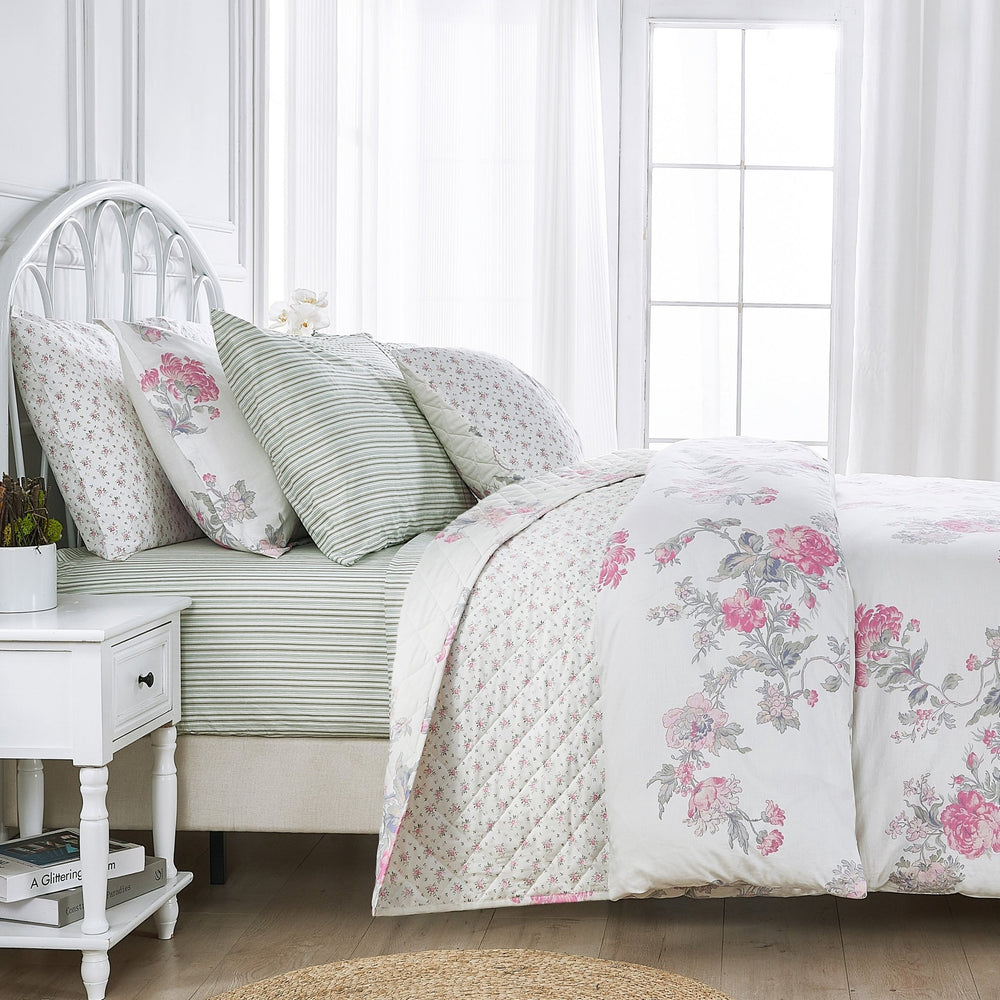 Jardin De Rose Printed Cotton Percale Duvet Set - Quahog Bay Bedding