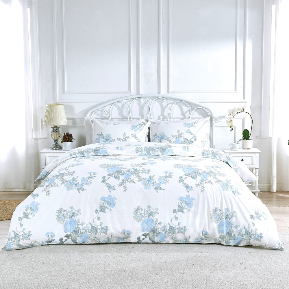 Jardin De Rose Printed Cotton Percale Duvet Set - Quahog Bay Bedding