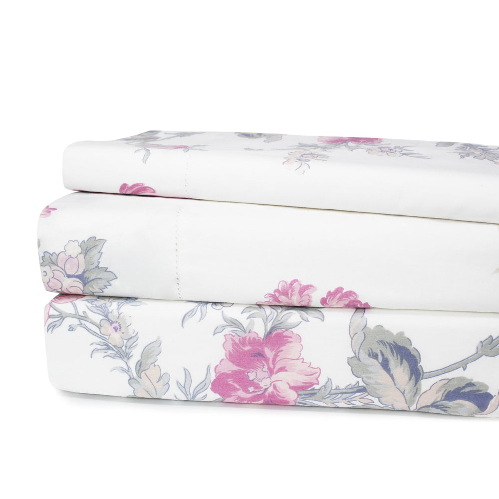 Jardin De Rose Printed Cotton Percale Sheet Set - Quahog Bay Bedding