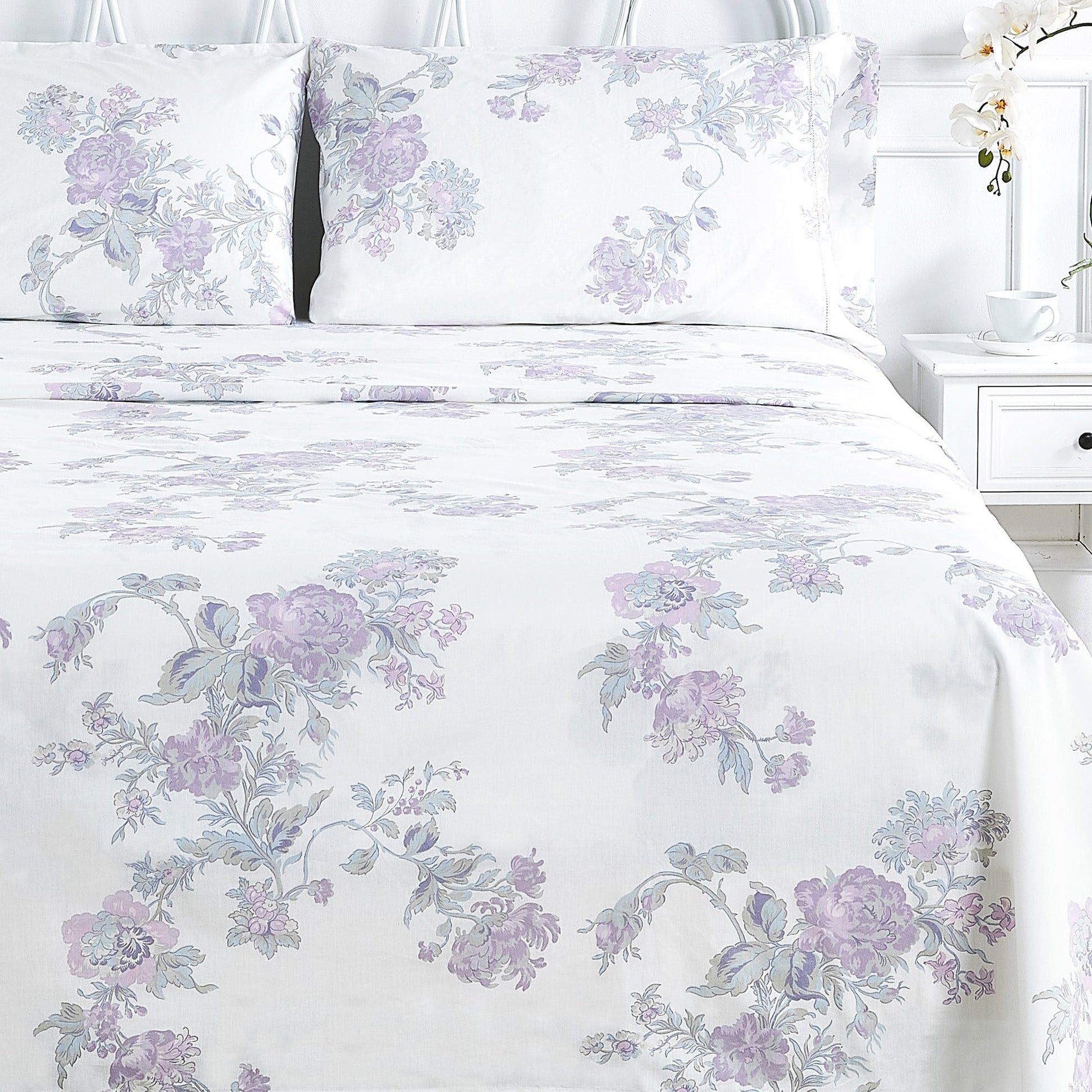 Jardin De Rose Printed Cotton Percale Sheet Set - Quahog Bay Bedding