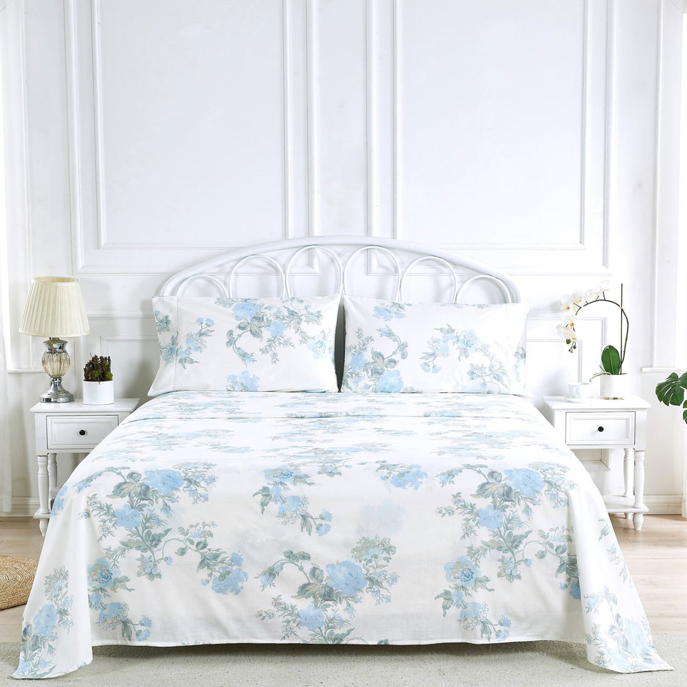 Jardin De Rose Printed Cotton Percale Sheet Set - Quahog Bay Bedding