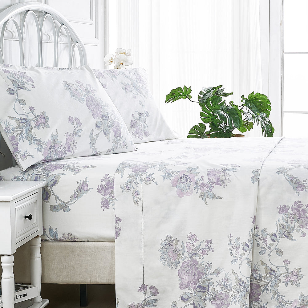 Jardin De Rose Printed Cotton Percale Sheet Set - Quahog Bay Bedding