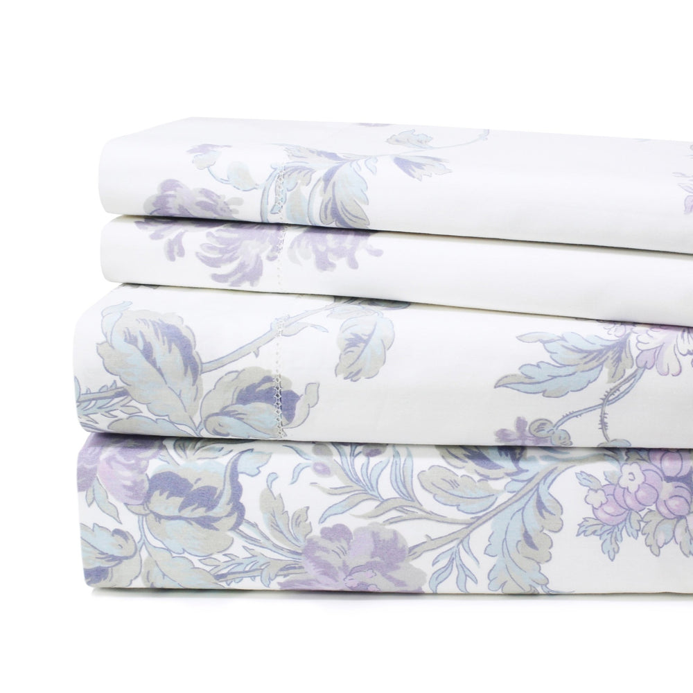 Jardin De Rose Printed Cotton Percale Sheet Set - Quahog Bay Bedding