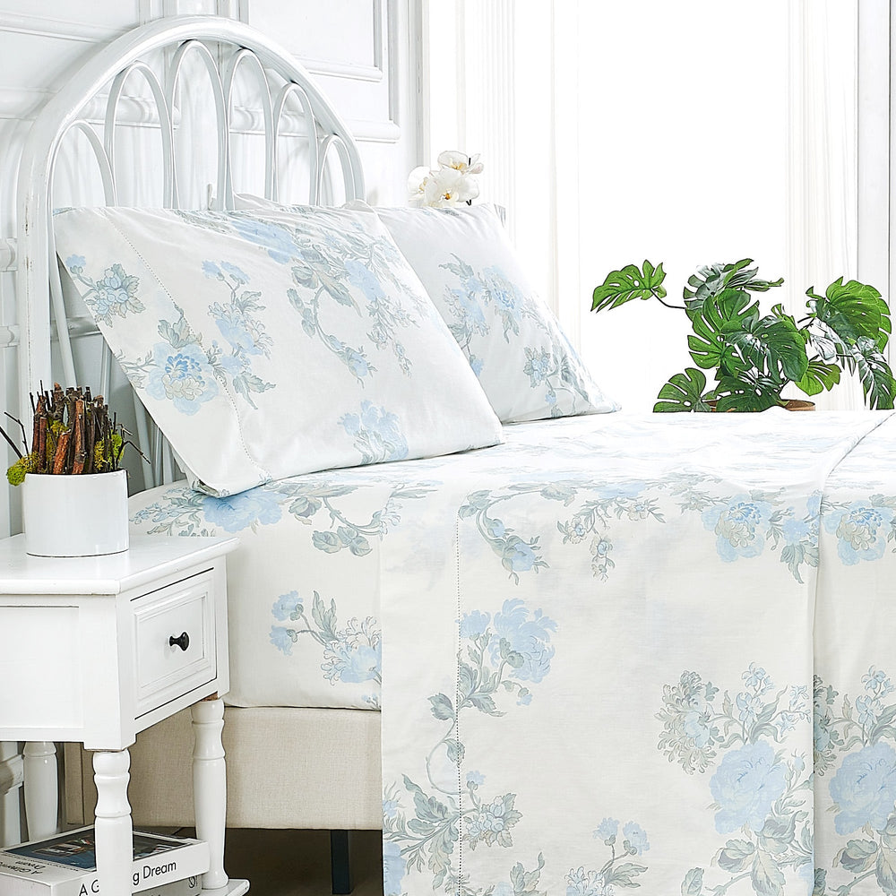 Jardin De Rose Printed Cotton Percale Sheet Set - Quahog Bay Bedding