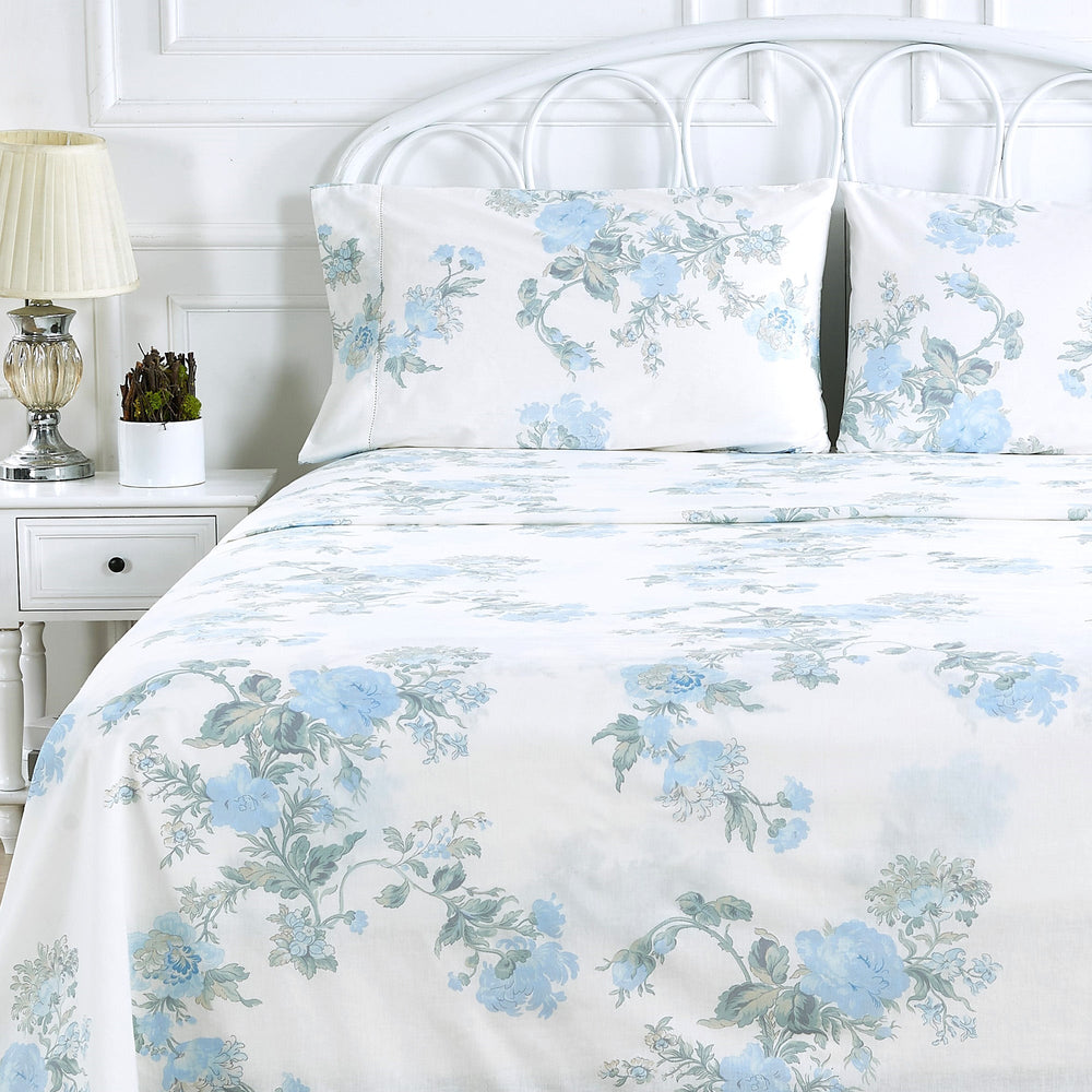 Jardin De Rose Printed Cotton Percale Sheet Set - Quahog Bay Bedding