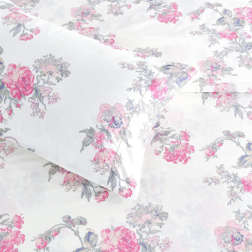 Jardin De Rose Printed Cotton Percale Sheet Set - Quahog Bay Bedding