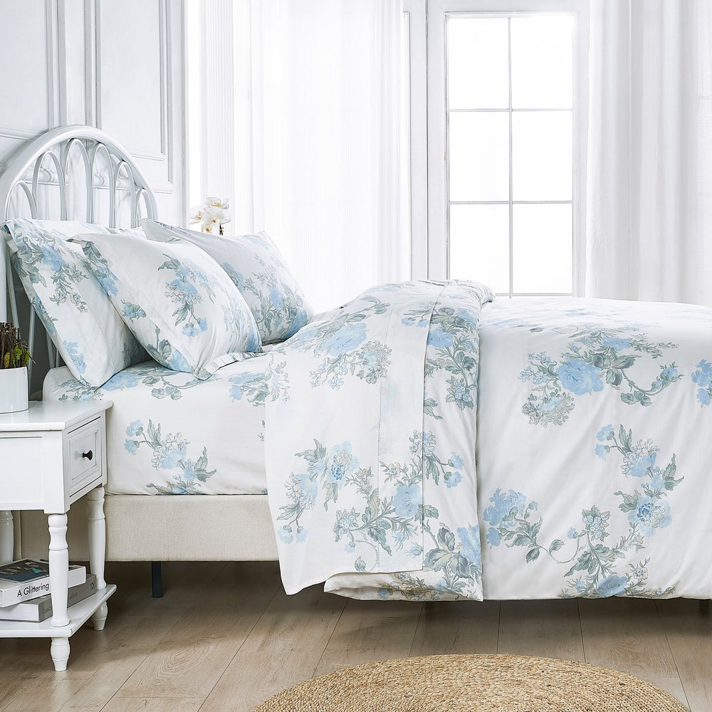 Jardin De Rose Printed Cotton Percale Sheet Set - Quahog Bay Bedding