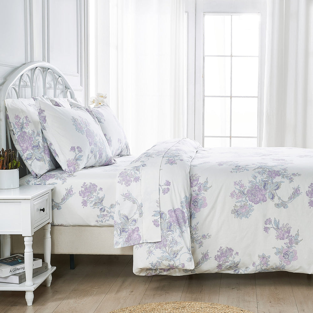 Jardin De Rose Printed Cotton Percale Sheet Set - Quahog Bay Bedding