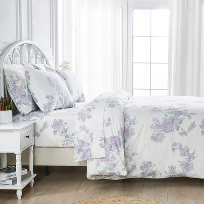Jardin De Rose Printed Cotton Percale Sheet Set - Quahog Bay Bedding