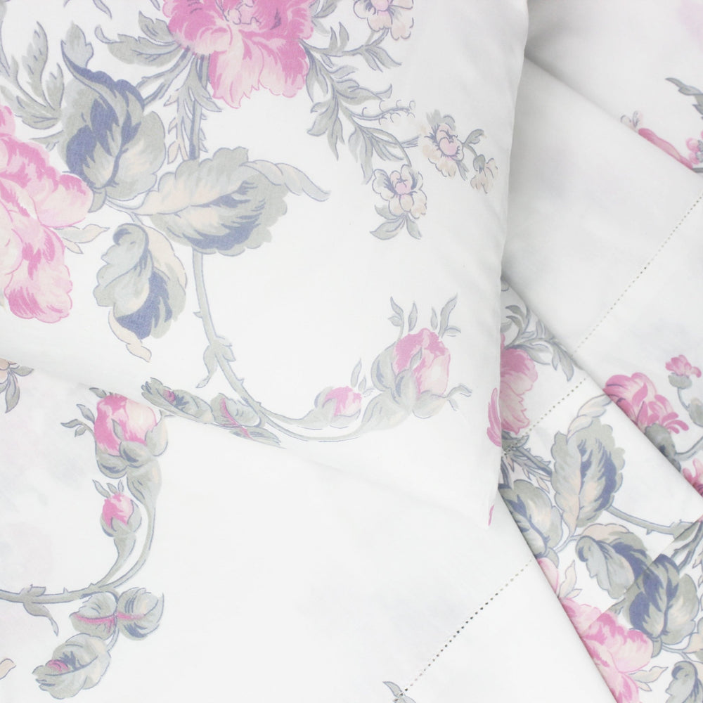 Jardin De Rose Printed Cotton Percale Sheet Set - Quahog Bay Bedding