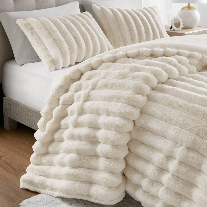 Jasmine 3-Piece Faux Fur Ribbed Comforter Set - Quahog Bay Bedding