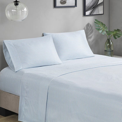 Jaxon Striped Comforter Set With Bed Sheets | Nautical Bedding Set | Blue And Grey - Quahog Bay Bedding