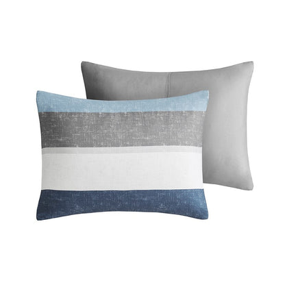 Jaxon Striped Comforter Set With Bed Sheets | Nautical Bedding Set | Blue And Grey - Quahog Bay Bedding