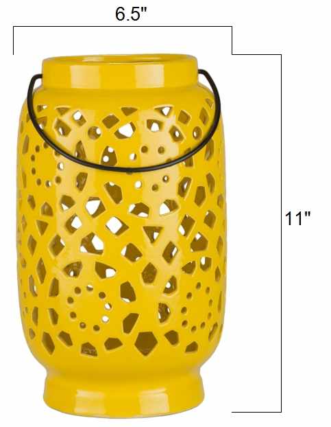 Jeiseyville Yellow Geometric Ceramic Lantern - Quahog Bay Bedding