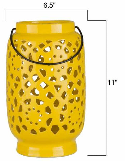 Jeiseyville Yellow Geometric Ceramic Lantern - Quahog Bay Bedding
