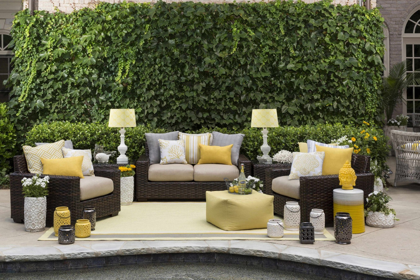 Jeiseyville Yellow Geometric Ceramic Lantern - Quahog Bay Bedding