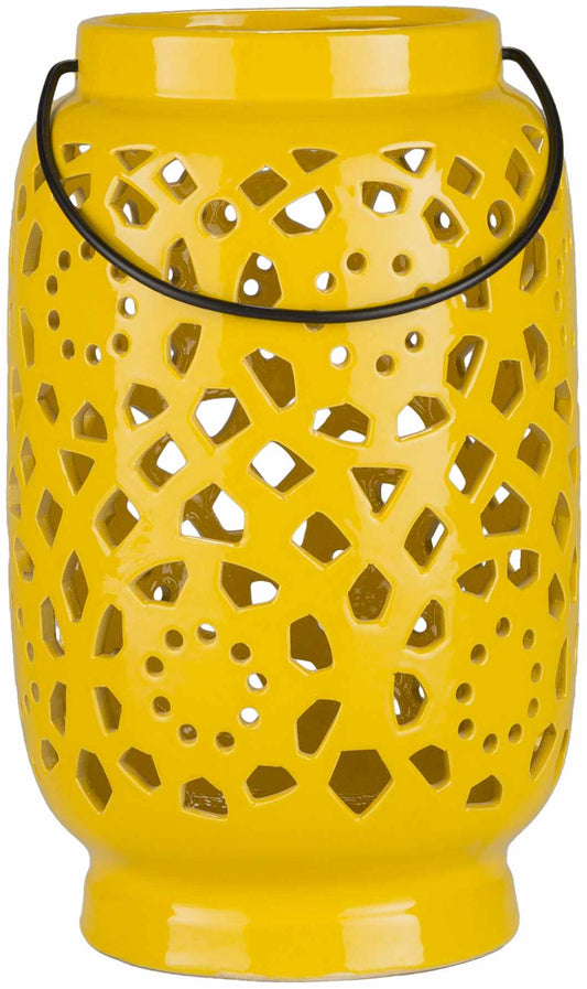 Jeiseyville Yellow Geometric Ceramic Lantern - Quahog Bay Bedding