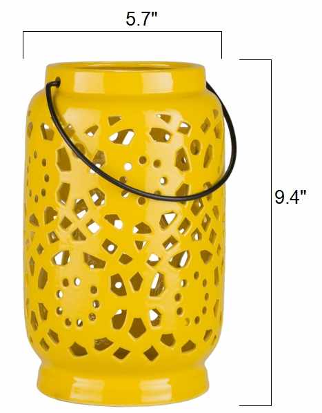 Jeiseyville Yellow Geometric Ceramic Lantern - Quahog Bay Bedding