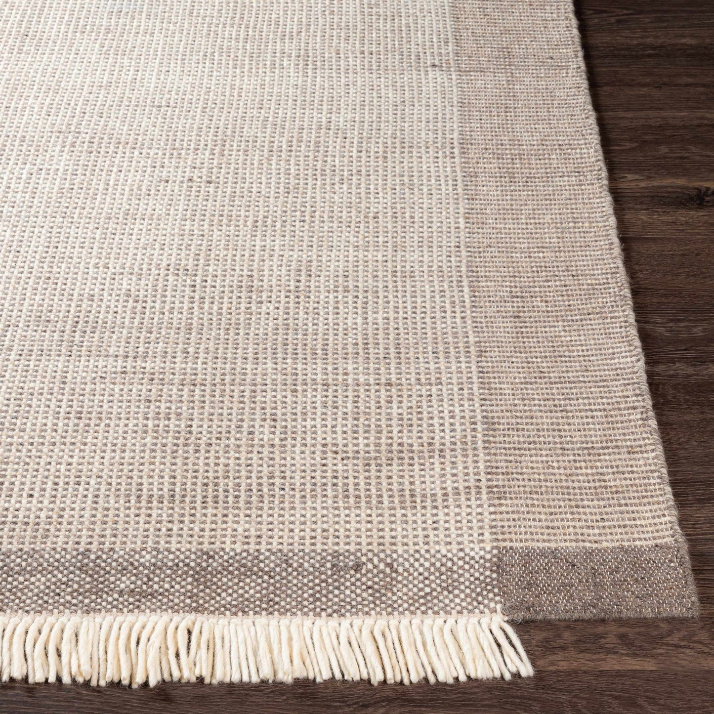 Joelle Beige Grid Wool Rug - Quahog Bay Bedding