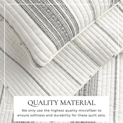 Coastal Stripe Quilt - White Quilt With Navy, Red, Green Or Grey Stripes