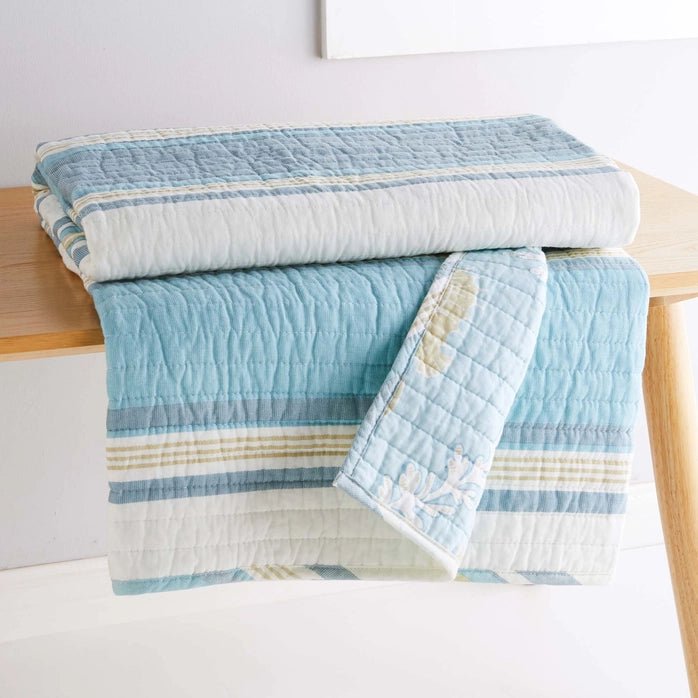 Kailua Quilted Throw - Coastal Throw Blanket - Quahog Bay Bedding