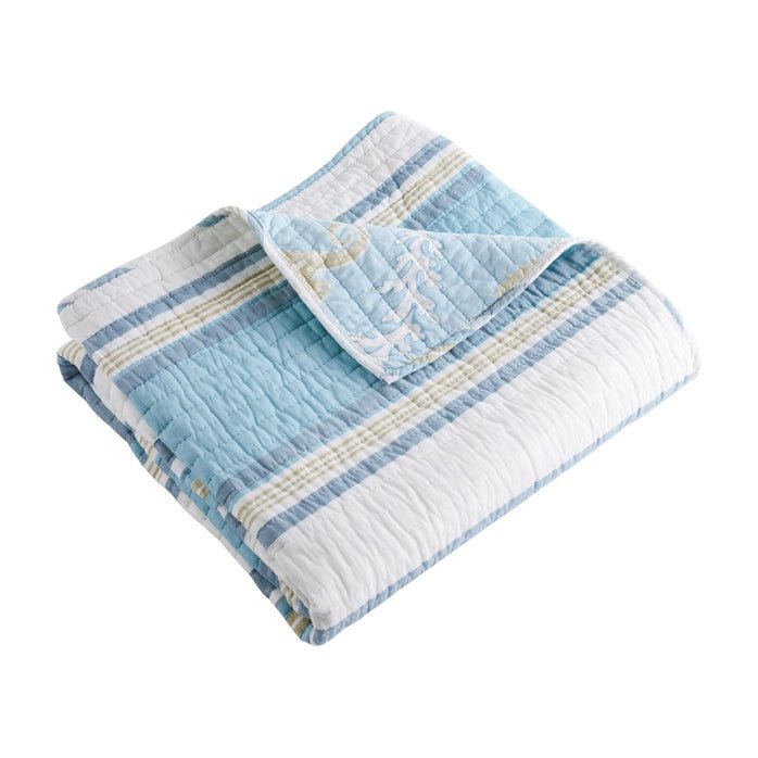 Kailua Quilted Throw - Coastal Throw Blanket - Quahog Bay Bedding