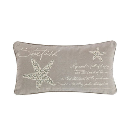 Kailua Starfish Script Pillow - Coastal Throw Pillows - Quahog Bay Bedding