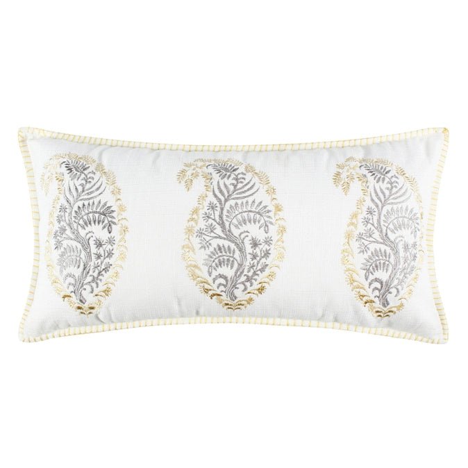Kamira Embroidered Paisley Pillow - Floral Accent Pillows - Quahog Bay Bedding