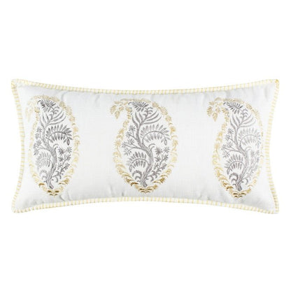 Kamira Embroidered Paisley Pillow - Floral Accent Pillows - Quahog Bay Bedding