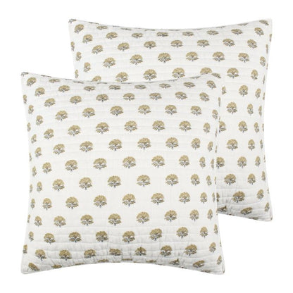 Kamira Euro Sham Set of 2 - Ochre - Coastal Floral Pillow Shams - Quahog Bay Bedding