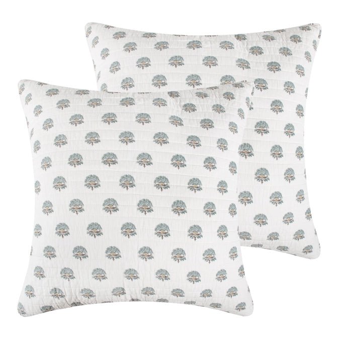 Kamira Euro Sham Set of 2 - Spa - Coastal Floral Pillow Shams - Quahog Bay Bedding
