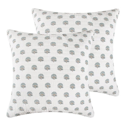 Kamira Euro Sham Set of 2 - Spa - Coastal Floral Pillow Shams - Quahog Bay Bedding