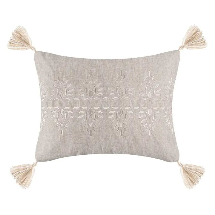Kamira Medallion Tassel Pillow - Floral Accent Pillows - Quahog Bay Bedding
