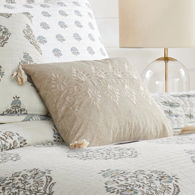 Kamira Medallion Tassel Pillow - Floral Accent Pillows - Quahog Bay Bedding
