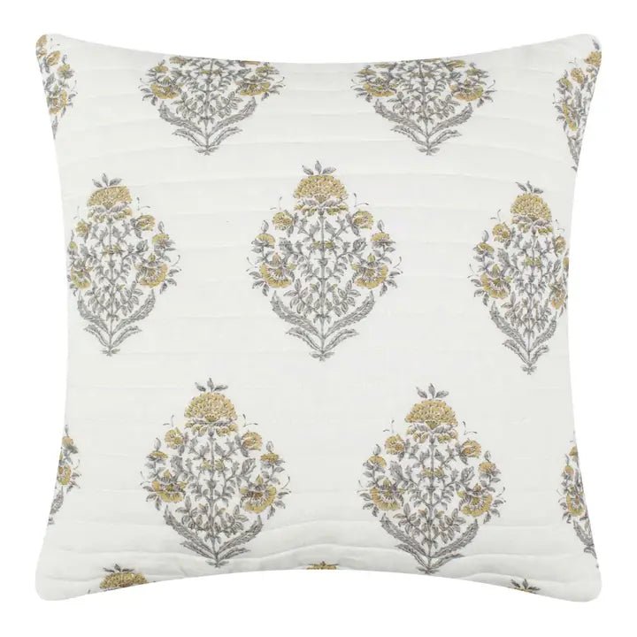 Kamira Ochre Matchback Pillow - Floral Accent Pillows - Quahog Bay Bedding