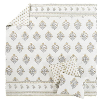 Kamira Quilt Set - Ochre - Floral Quilt Sets - Quahog Bay Bedding