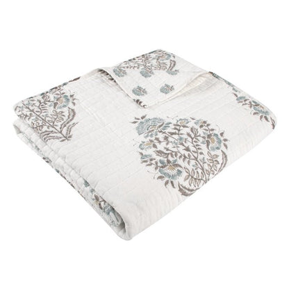 Kamira Quilted Throw Blanket - Spa - Floral Throws - Quahog Bay Bedding