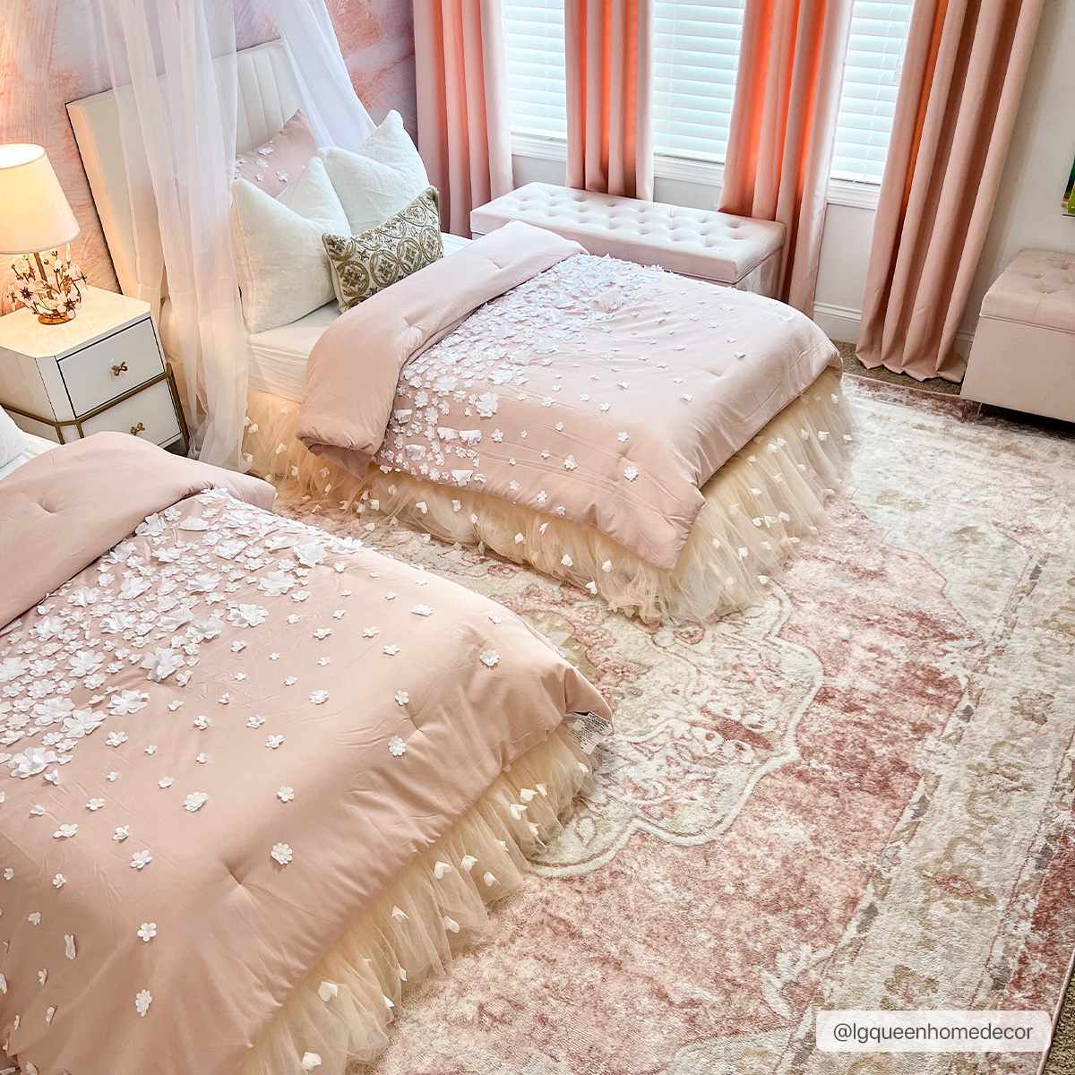 Kandos Blush & Light Pink Area Rug - Quahog Bay Bedding