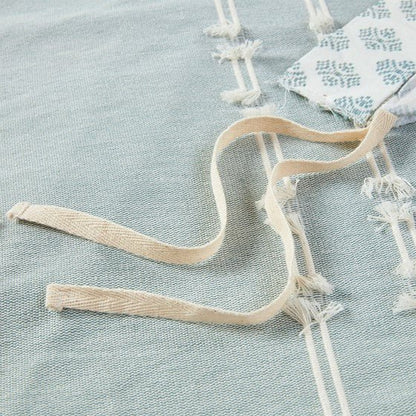 Kara Cotton Jacquard Aqua Coastal 3PC Duvet Cover Set - Quahog Bay Bedding