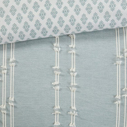 Kara Cotton Jacquard Aqua Coastal 3PC Duvet Cover Set - Quahog Bay Bedding