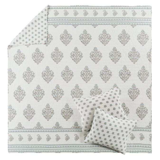 Karmina Quilt Set - Spa - Floral Quilt Sets - Quahog Bay Bedding