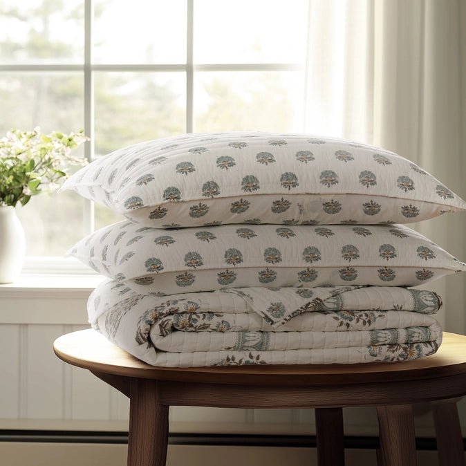 Karmina Quilt Set - Spa - Floral Quilt Sets - Quahog Bay Bedding