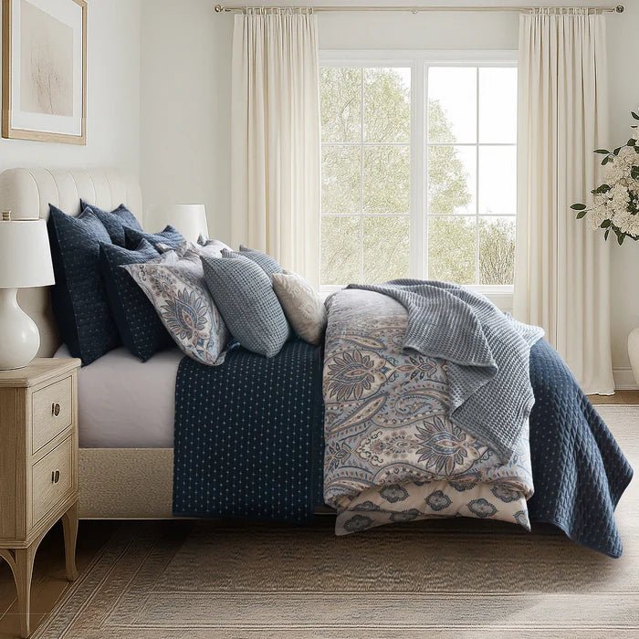 Kasey Duvet Cover Set - Coastal Paisley Duvet Set - Blue - Quahog Bay Bedding