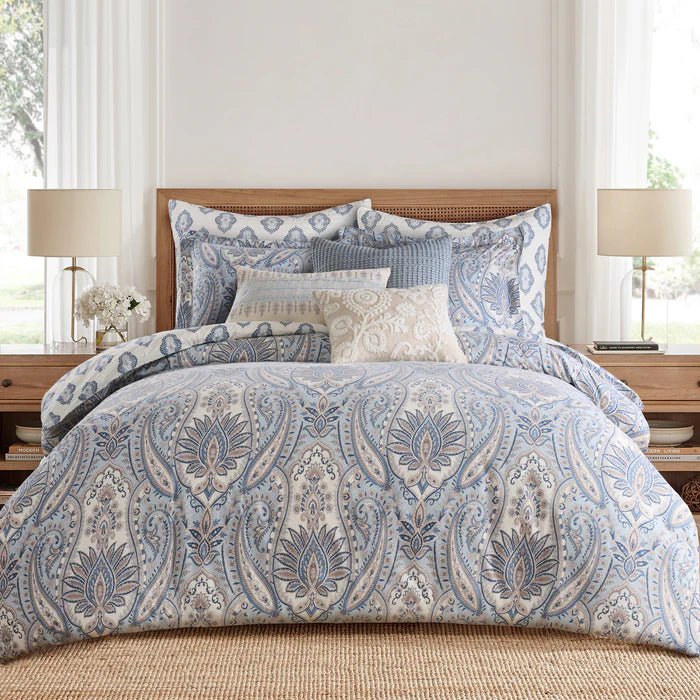 Kasey Duvet Cover Set - Coastal Paisley Duvet Set - Blue - Quahog Bay Bedding