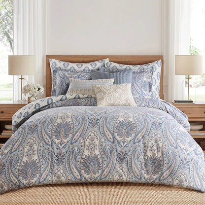Kasey Duvet Cover Set - Coastal Paisley Duvet Set - Blue - Quahog Bay Bedding