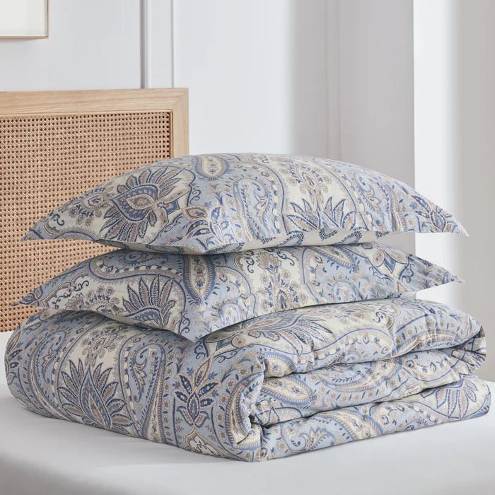 Kasey Duvet Cover Set - Coastal Paisley Duvet Set - Blue - Quahog Bay Bedding