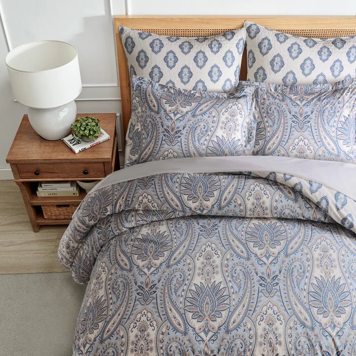 Kasey Duvet Cover Set - Coastal Paisley Duvet Set - Blue - Quahog Bay Bedding